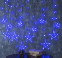 Гирлянда "Бахрома" 2.4 х 0.9 м с насадками "Звёзды",свечение синее, 8 режимов, 220 В